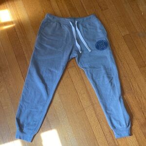 Light Blue/grey Pennant Sweatpants with Drawstring and Logo